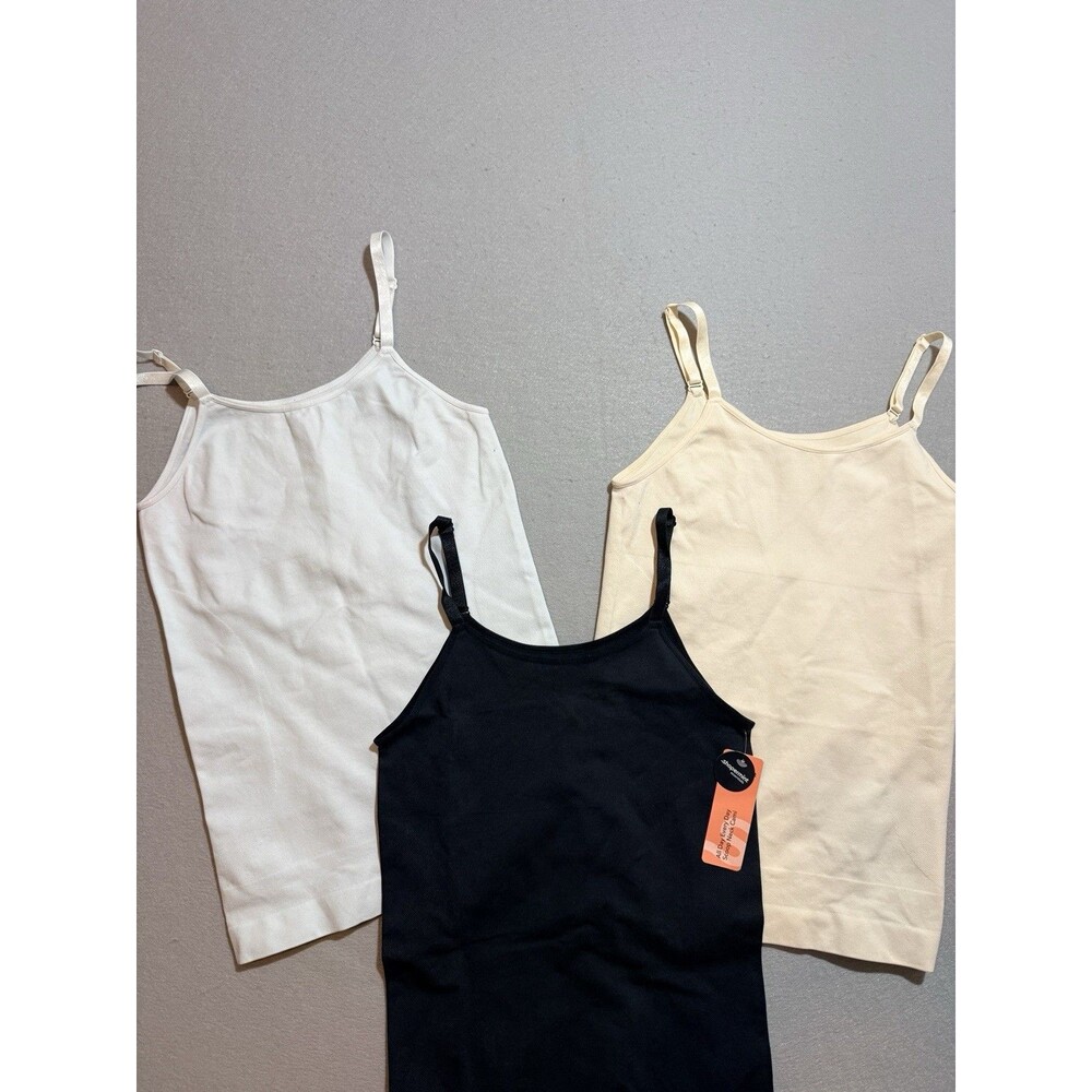 3 Shapermint Essentials All Day Every Day Scoop Neck Cami XL Black Cream White